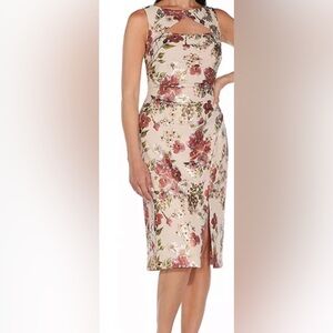 Foil Crepe Cutout Sheath Dress